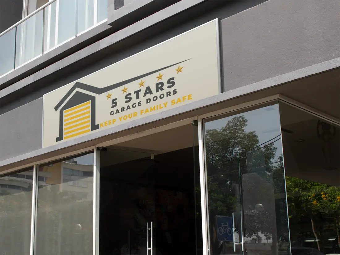 5 Stars Garage Doors branded signage - garage door repair across the Phoenix metro